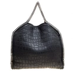 Stella McCartney Black Croc Embossed Faux Leather Small Falabella Tote For Women -Stella McCartney Sales luxury women stella mccartney used handbags p170629 007