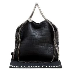 Stella McCartney Black Croc Embossed Faux Leather Small Falabella Tote For Women -Stella McCartney Sales luxury women stella mccartney used handbags p170629 011