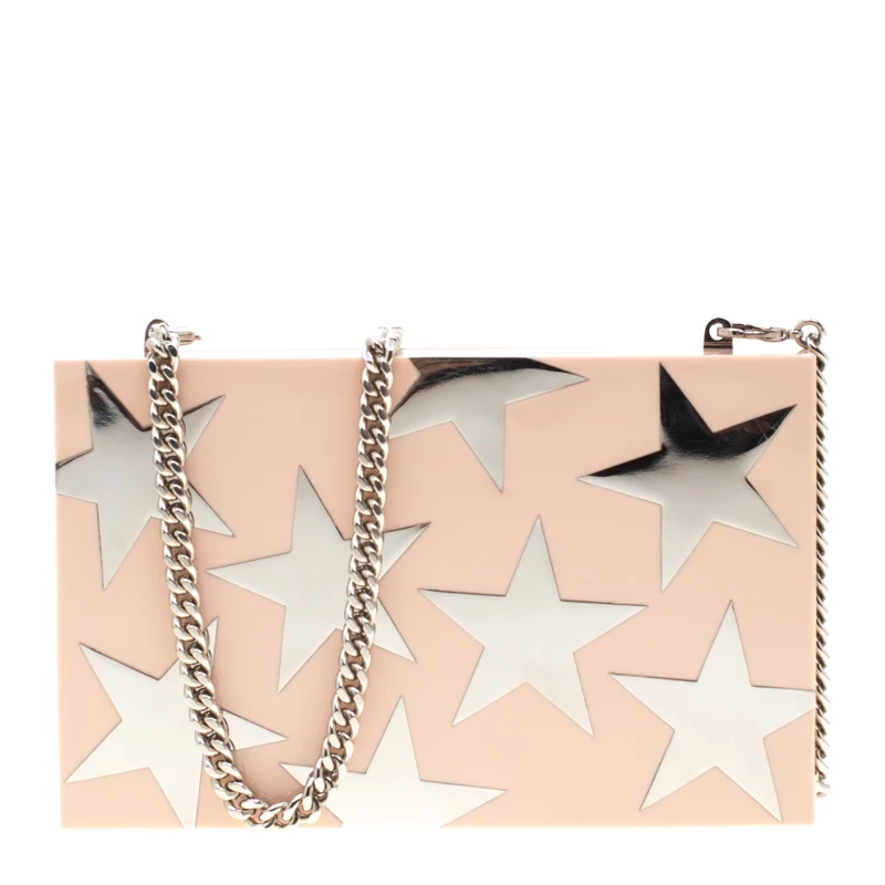 Stella McCartney Blush Pink Plexiglass Stars Clutch For Women 3 Stella McCartney Blush Pink Plexiglass Stars Clutch For Women
