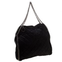 Stella Mccartney Black Quilted Faux Leather Falabella Shaggy Deer Tote For Women -Stella McCartney Sales luxury women stella mccartney used handbags p186067 006