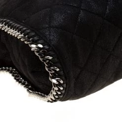 Stella Mccartney Black Quilted Faux Leather Falabella Shaggy Deer Tote For Women -Stella McCartney Sales luxury women stella mccartney used handbags p186067 011