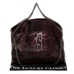 Stella McCartney Burgundy Faux-Python And Crocodile Embossed Leather Falabella Tote Bag For Women 21 Stella McCartney Burgundy Faux-Python And Crocodile Embossed Leather Falabella Tote Bag For Women -Stella McCartney Sales luxury women stella mccartney used handbags p186869 004