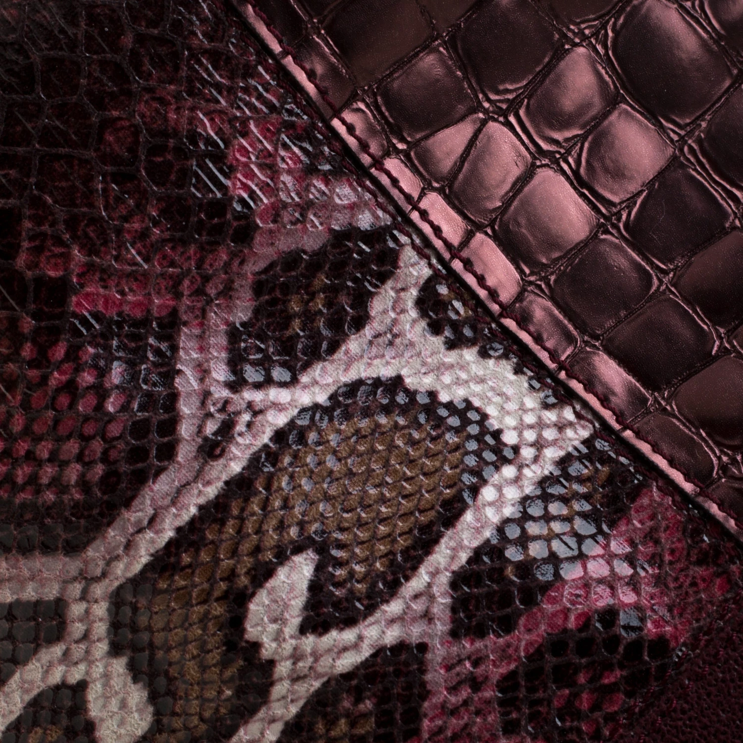 Stella McCartney Burgundy Faux-Python And Crocodile Embossed Leather Falabella Tote Bag For Women 7 Stella McCartney Burgundy Faux-Python And Crocodile Embossed Leather Falabella Tote Bag For Women - Image 5