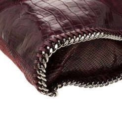 Stella McCartney Burgundy Faux-Python And Crocodile Embossed Leather Falabella Tote Bag For Women 23 Stella McCartney Burgundy Faux-Python And Crocodile Embossed Leather Falabella Tote Bag For Women -Stella McCartney Sales luxury women stella mccartney used handbags p186869 009