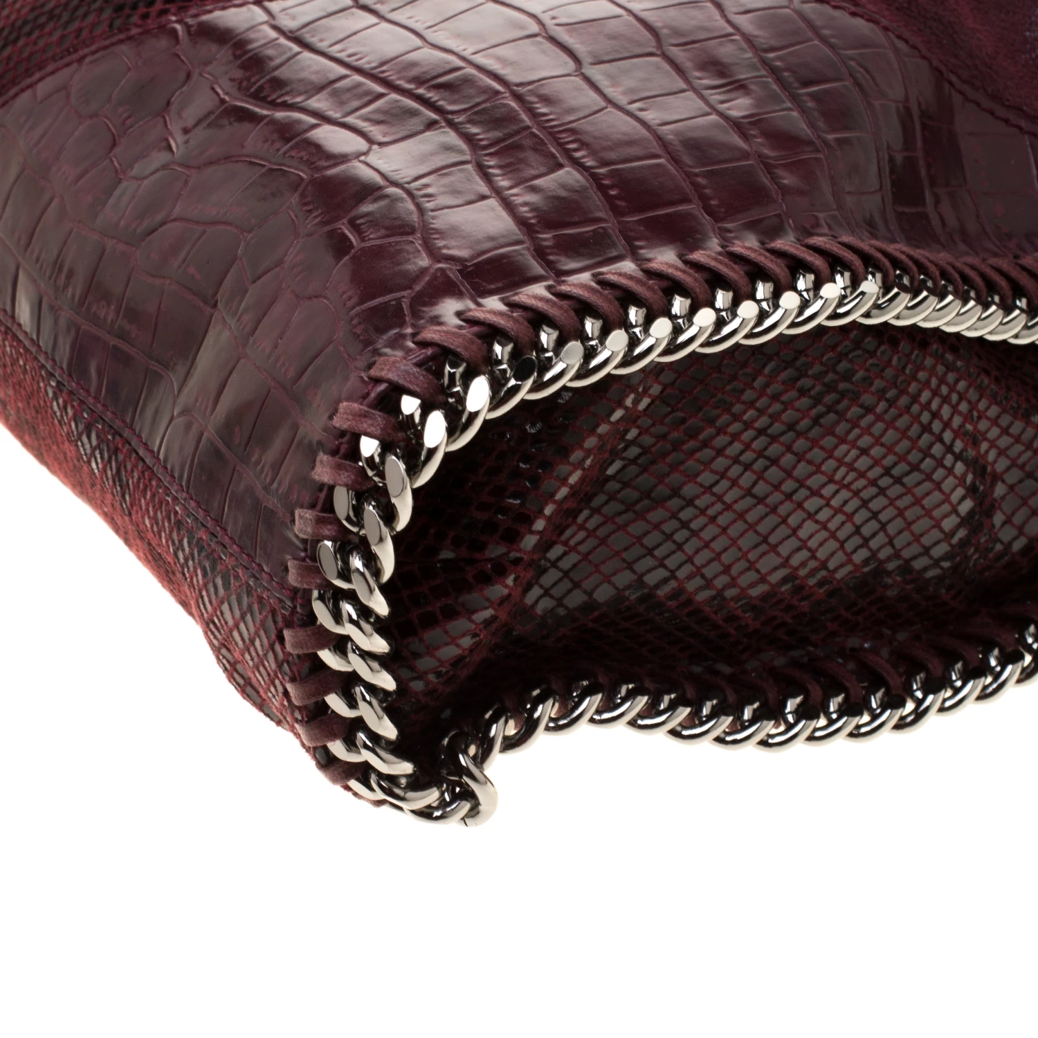 Stella McCartney Burgundy Faux-Python And Crocodile Embossed Leather Falabella Tote Bag For Women 13 Stella McCartney Burgundy Faux-Python And Crocodile Embossed Leather Falabella Tote Bag For Women - Image 11