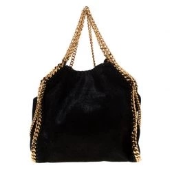 Stella McCartney Black Faux Leather Mini Falabella Shaggy Deer Tote For Women -Stella McCartney Sales luxury women stella mccartney used handbags p196938 007