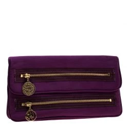 Stella McCartney Purple Satin Double Zip Clutch For Women -Stella McCartney Sales luxury women stella mccartney used handbags p196978 011