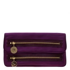 Stella McCartney Purple Satin Double Zip Clutch For Women