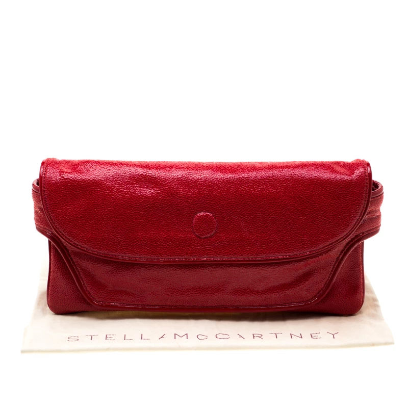 Stella McCartney Red Faux Leather Appaloosa Clutch For Women 11 Stella McCartney Red Faux Leather Appaloosa Clutch For Women - Image 9