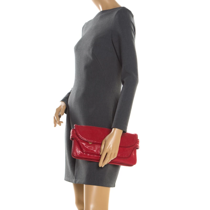 Stella McCartney Red Faux Leather Appaloosa Clutch For Women 4 Stella McCartney Red Faux Leather Appaloosa Clutch For Women - Image 2