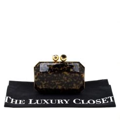 Stella McCartney Black/Brown Plexiglass Lucia Clutch For Women -Stella McCartney Sales luxury women stella mccartney used handbags p200787 006