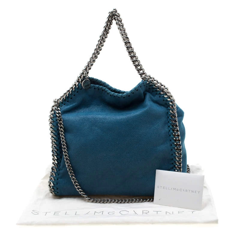 Stella McCartney Blue Faux Leather Mini Falabella Tote For Women 12 Stella McCartney Blue Faux Leather Mini Falabella Tote For Women - Image 10