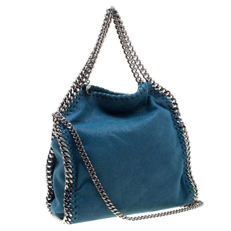 Stella McCartney Blue Faux Leather Mini Falabella Tote For Women 5 Stella McCartney Blue Faux Leather Mini Falabella Tote For Women - Image 3