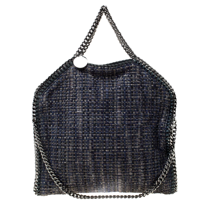 Stella McCartney Blue Boucle Fabric Small Falabella Tote For Women 3 Stella McCartney Blue Boucle Fabric Small Falabella Tote For Women