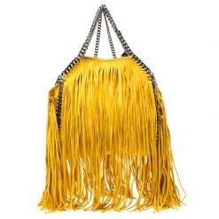Stella McCartney Yellow Faux Leather Mini Falabella Fringe Tote For Women -Stella McCartney Sales luxury women stella mccartney used handbags p217670 005