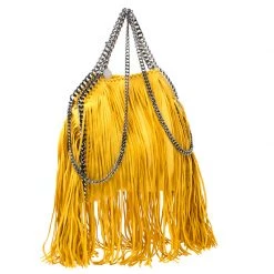 Stella McCartney Yellow Faux Leather Mini Falabella Fringe Tote For Women -Stella McCartney Sales luxury women stella mccartney used handbags p217670 007