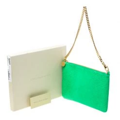 Stella McCartney Green Faux Alligator Chain Clutch For Women -Stella McCartney Sales luxury women stella mccartney used handbags p218166 005