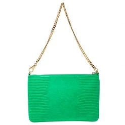 Stella McCartney Green Faux Alligator Chain Clutch For Women -Stella McCartney Sales luxury women stella mccartney used handbags p218166 006