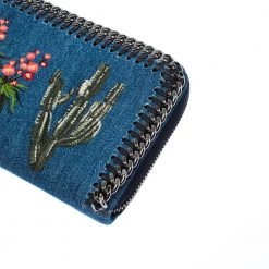 Stella McCartney Blue Denim Falabella Zip Around Wallet For Women -Stella McCartney Sales luxury women stella mccartney used handbags p221313 005