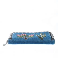 Stella McCartney Blue Denim Falabella Zip Around Wallet For Women -Stella McCartney Sales luxury women stella mccartney used handbags p221313 007