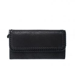 Stella McCartney Black Faux Leather Falabella Continental Wallet For Women