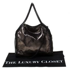 Stella McCartney Metallic Black Faux Leather Falabella Crossbody Bag For Women -Stella McCartney Sales luxury women stella mccartney used handbags p223474 008