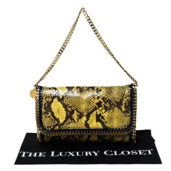 Stella McCartney Yellow/Black Python Faux Leather Falabella Flap Shoulder Bag For Women -Stella McCartney Sales luxury women stella mccartney used handbags p227299 006
