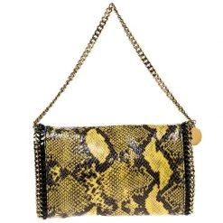 Stella McCartney Yellow/Black Python Faux Leather Falabella Flap Shoulder Bag For Women -Stella McCartney Sales luxury women stella mccartney used handbags p227299 007