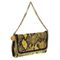 Stella McCartney Yellow/Black Python Faux Leather Falabella Flap Shoulder Bag For Women -Stella McCartney Sales luxury women stella mccartney used handbags p227299 008