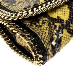 Stella McCartney Yellow/Black Python Faux Leather Falabella Flap Shoulder Bag For Women -Stella McCartney Sales luxury women stella mccartney used handbags p227299 012