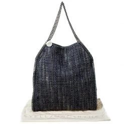 Stella McCartney Blue/Grey Tweed Falabella Fold Over Tote For Women -Stella McCartney Sales luxury women stella mccartney used handbags p227332 007