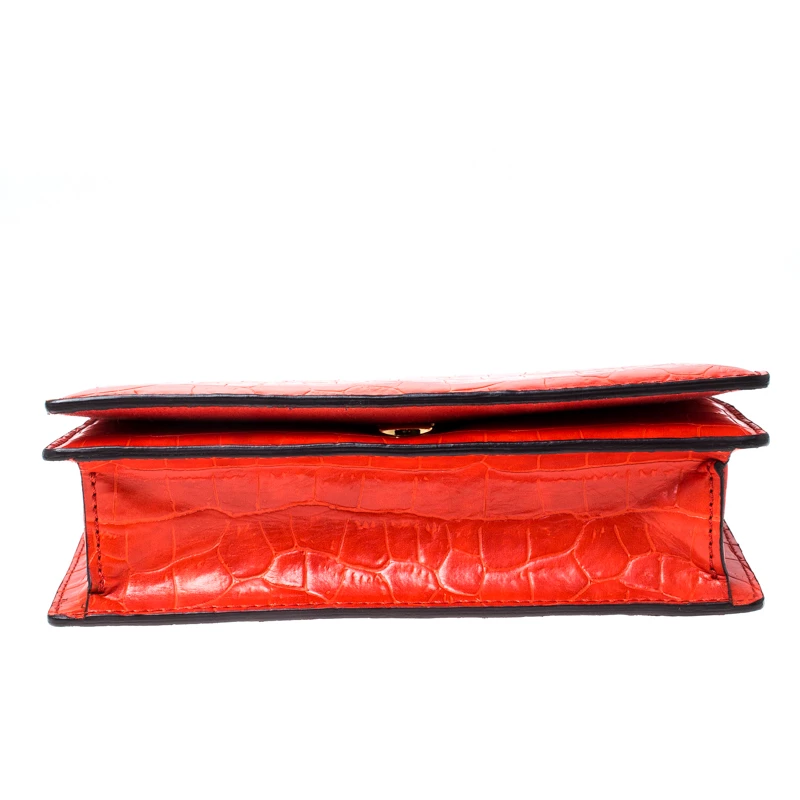 Stella McCartney Orange Embossed Crocodile Leather Clutch For Women 8 Stella McCartney Orange Embossed Crocodile Leather Clutch For Women - Image 6