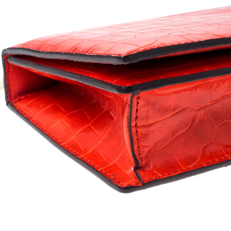 Stella McCartney Orange Embossed Crocodile Leather Clutch For Women 12 Stella McCartney Orange Embossed Crocodile Leather Clutch For Women - Image 10