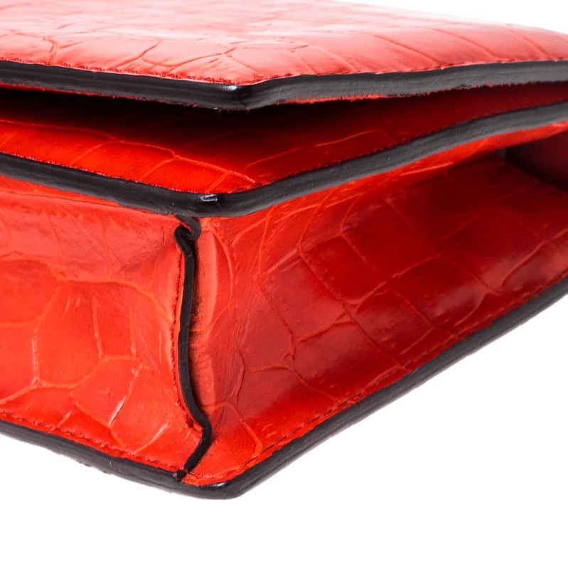 Stella McCartney Orange Embossed Crocodile Leather Clutch For Women 13 Stella McCartney Orange Embossed Crocodile Leather Clutch For Women - Image 11