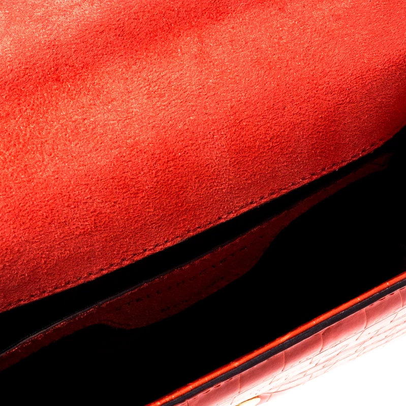 Stella McCartney Orange Embossed Crocodile Leather Clutch For Women 9 Stella McCartney Orange Embossed Crocodile Leather Clutch For Women - Image 7