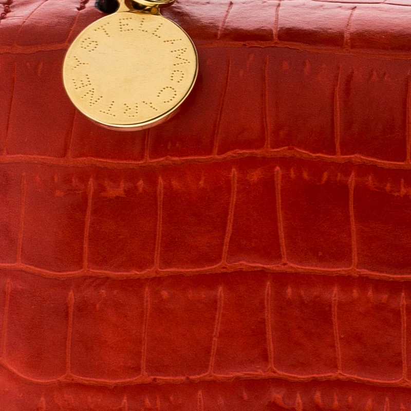 Stella McCartney Orange Embossed Crocodile Leather Clutch For Women 7 Stella McCartney Orange Embossed Crocodile Leather Clutch For Women - Image 5