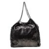 Stella McCartney Metallic Black Faux Leather Large Falabella Tote For Women -Stella McCartney Sales luxury women stella mccartney used handbags p230384 001