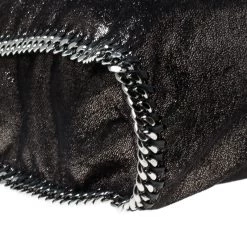 Stella McCartney Metallic Black Faux Leather Large Falabella Tote For Women -Stella McCartney Sales luxury women stella mccartney used handbags p230384 005