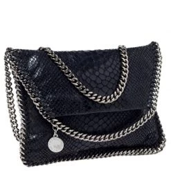 Stella McCartney Black Python Faux Leather Falabella Flap Bag For Women -Stella McCartney Sales luxury women stella mccartney used handbags p237697 004