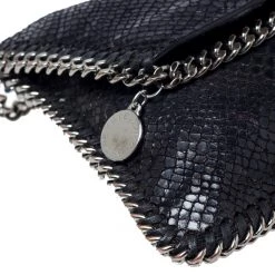 Stella McCartney Black Python Faux Leather Falabella Flap Bag For Women -Stella McCartney Sales luxury women stella mccartney used handbags p237697 006
