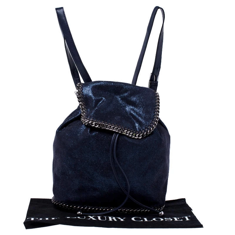Stella McCartney Midnight Blue Faux Leather Falabella Backpack For Women 12 Stella McCartney Midnight Blue Faux Leather Falabella Backpack For Women - Image 10