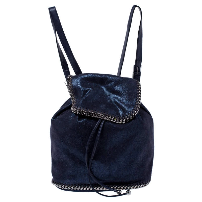 Stella McCartney Midnight Blue Faux Leather Falabella Backpack For Women 3 Stella McCartney Midnight Blue Faux Leather Falabella Backpack For Women