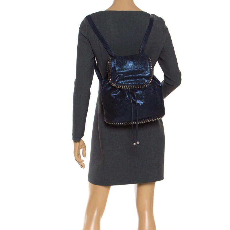Stella McCartney Midnight Blue Faux Leather Falabella Backpack For Women 4 Stella McCartney Midnight Blue Faux Leather Falabella Backpack For Women - Image 2