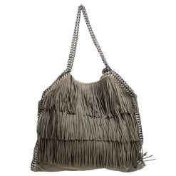 Stella McCartney Grey Faux Suede Falabella Fringed Tote For Women -Stella McCartney Sales luxury women stella mccartney used handbags p251352 003