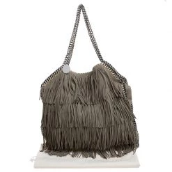 Stella McCartney Grey Faux Suede Falabella Fringed Tote For Women -Stella McCartney Sales luxury women stella mccartney used handbags p251352 010