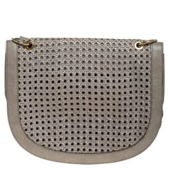 Stella McCartney Grey Woven Leather Alexa Flap Shoulder Bag For Women -Stella McCartney Sales luxury women stella mccartney used handbags p252416 003