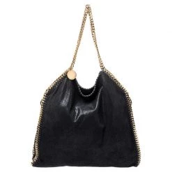 Stella McCartney Black Faux Leather Large Falabella Tote For Women