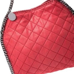 Stella McCartney Red Quilted Faux Leather Small Falabella Tote For Women -Stella McCartney Sales luxury women stella mccartney used handbags p253635 003