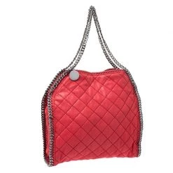 Stella McCartney Red Quilted Faux Leather Small Falabella Tote For Women -Stella McCartney Sales luxury women stella mccartney used handbags p253635 004