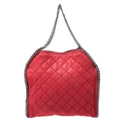 Stella McCartney Red Quilted Faux Leather Small Falabella Tote For Women -Stella McCartney Sales luxury women stella mccartney used handbags p253635 006